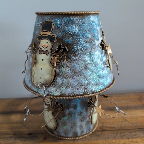 Home Interiors Metal Snowman Candle Lamp Winter Christmas - Picture 2 of 5